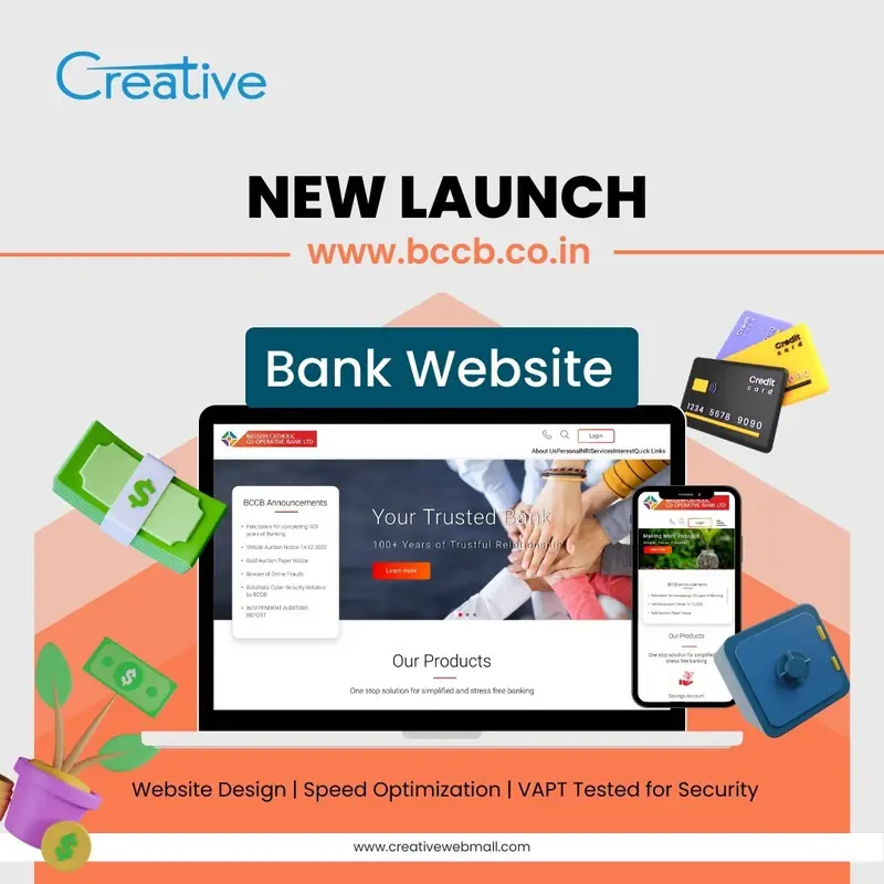 Bank website launch: website design, speed optimisation and VAPT-tested security