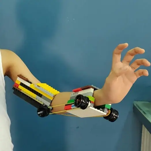 Prosthetic Lego arm built by Dhairya at age eight